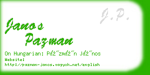 janos pazman business card